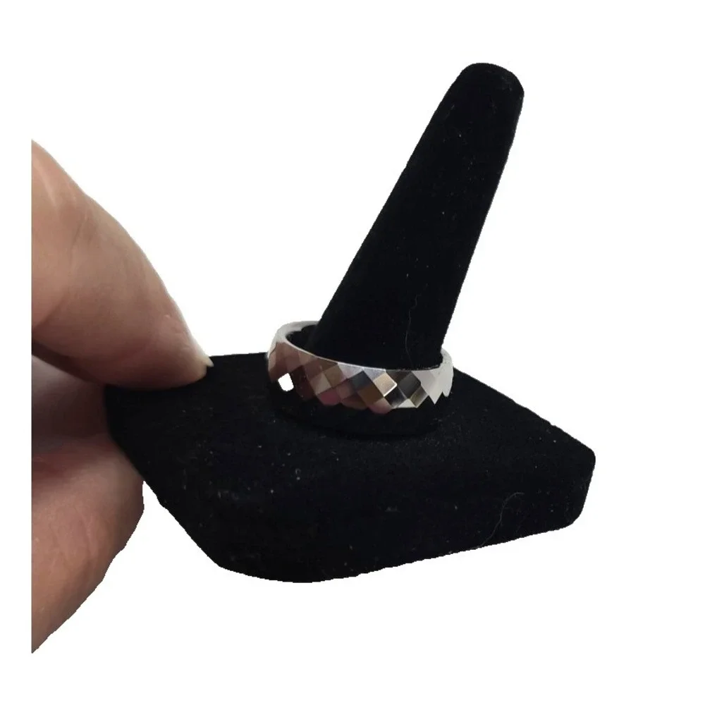 Silver Tungsten Band Multi‎ Faceted Domed Edges Ring Wedding Band Jewelery 9mm